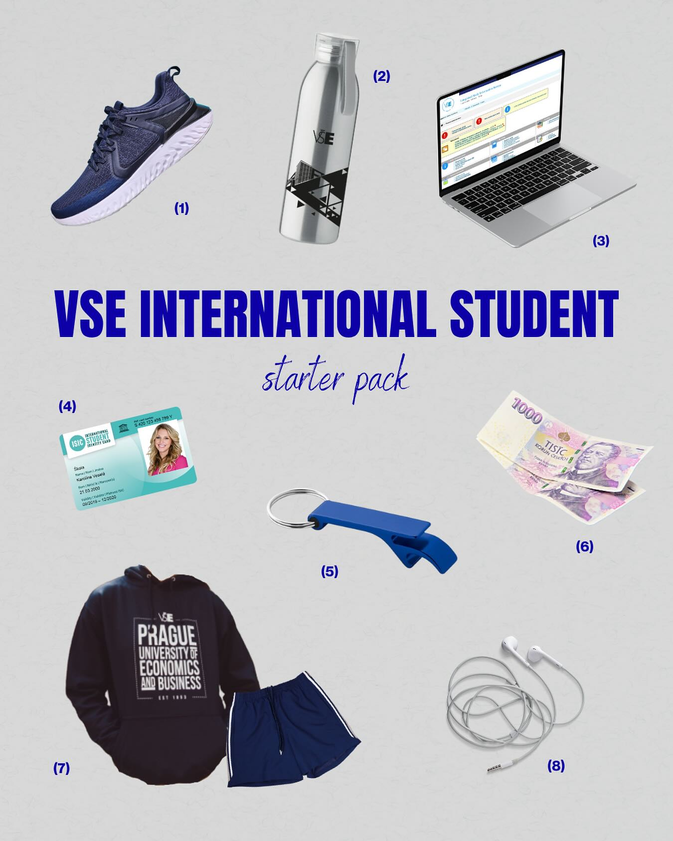 ✈️ Just landed in Prague for your VŠE adventure? Here’s your International Student Starter Pack – if you want to blend in like a local, don’t forget these essentials:
1. Comfy sneakers – Even with top-notch public transport, Prague is super walkable. Your step count will thank (or curse) you.👟
2. Reusable water bottle – Stay hydrated with Lokni stations at school: sparkling or still, filtered, and totally free.🚰
3. Laptop – We’re not living in the Stone Age. Expect presentations, note-taking, and group work – all digital.💻
4. ISIC card – Your golden ticket: school access AND discounts all around the city.🪪
5. Bottle opener – When in Czechia, beer happens. Often.🍺
6. Some cash – Believe it or not, a few places still say “no cards” here.💸
7. All-seasons wardrobe – Czech weather can go from freezing to tropical real quick.🧥👙
8. Headphones – PSA: Czechs love their quiet. Loud calls or music on public transport = major faux pas.🎧
Did we miss anything? Drop your must-haves below!👇
#vse #praguestdentlife #internationalstudent #VSEstarterpack #erasmusprague